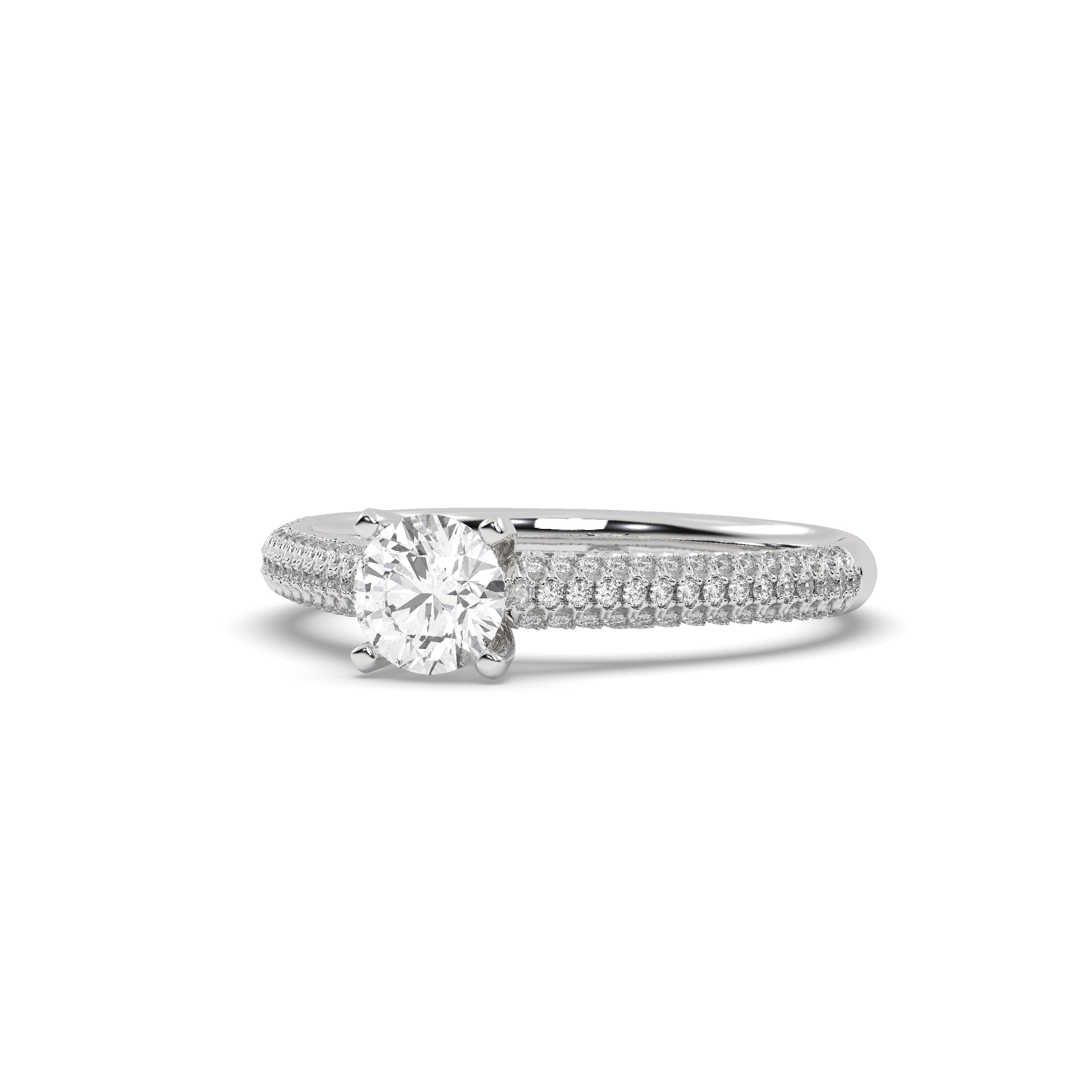 White Gold Studded 1.12 Carat Lab Grown Diamond Ring-E Color VS1 Clarity.